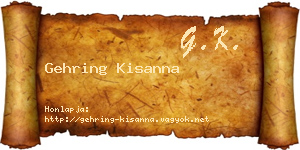 Gehring Kisanna névjegykártya